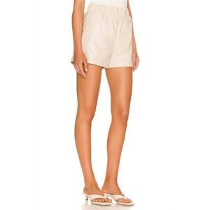 Anine Bing Faux Leather Beige Sofia Shorts Size L NWT
